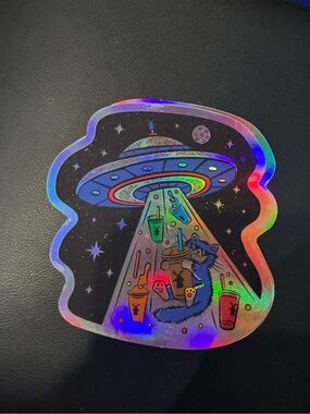 Dutch Bros Holographic UFO Cat Sticker – Limited Edition Space Alien 7/01/2026